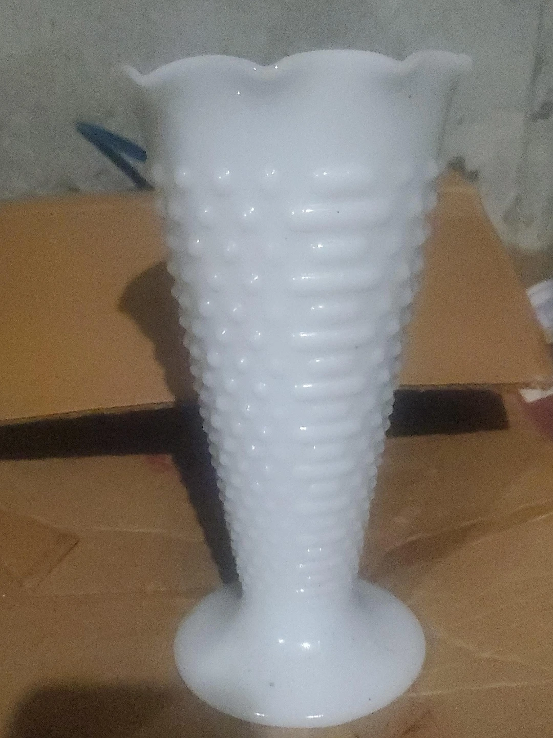 White Hobnail Milk Glass Vase