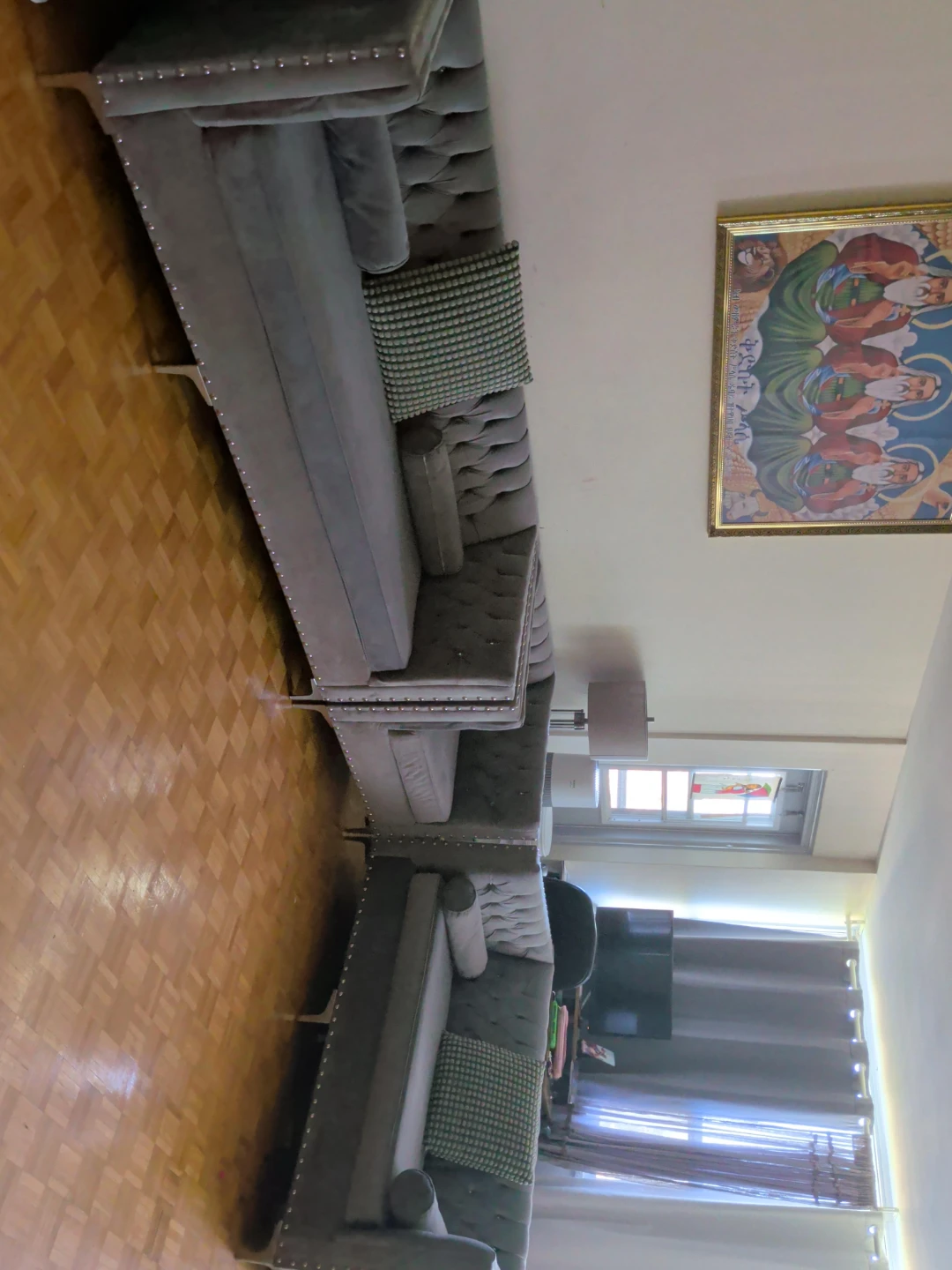 Grey Tufted Sectional Sofa