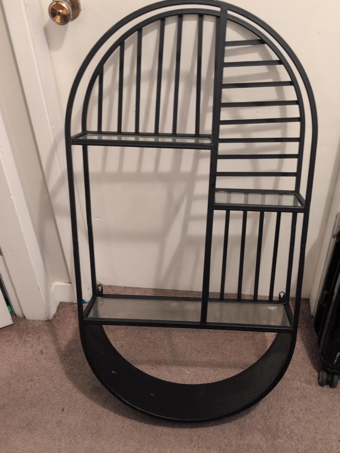 Black Metal Wall Shelf with Glass