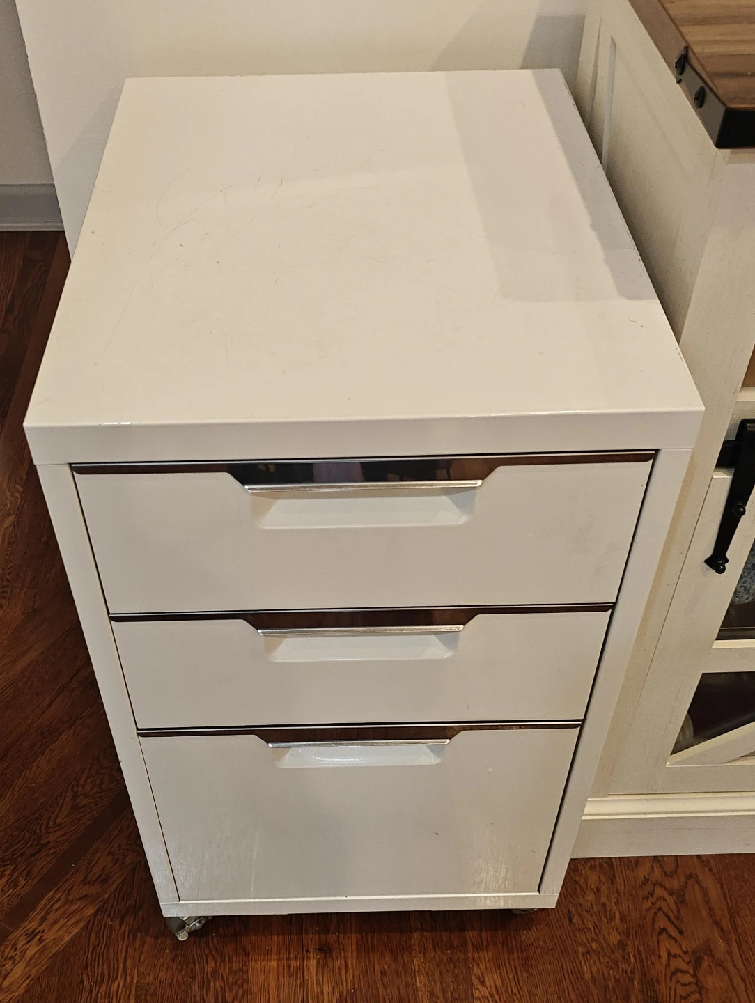 White 3-Drawer Mobile Filing Cabinet