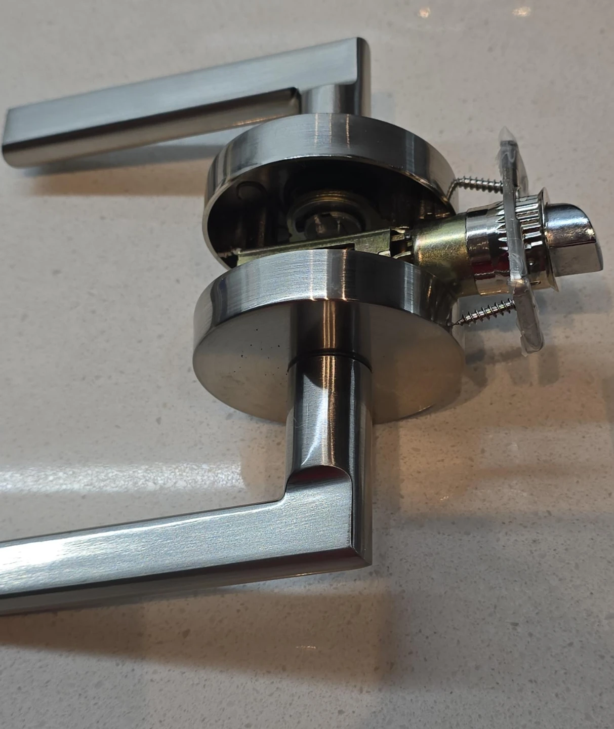 Brushed Nickel Lever Door Handle Set