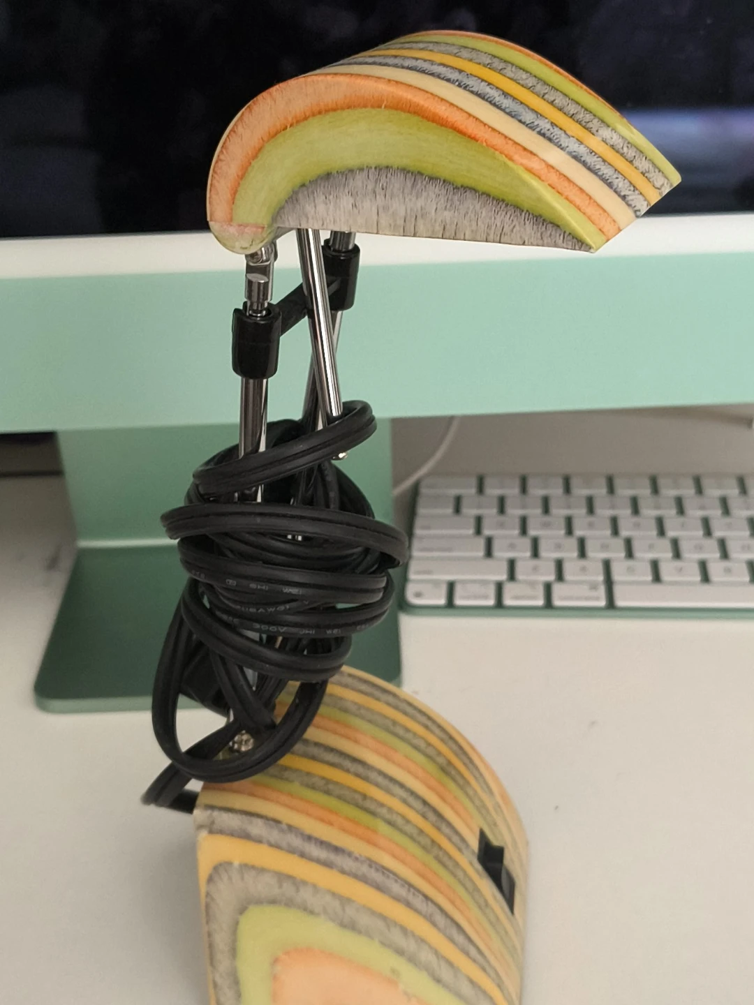 Adjustable Desk Lamp with Wood Grain Base