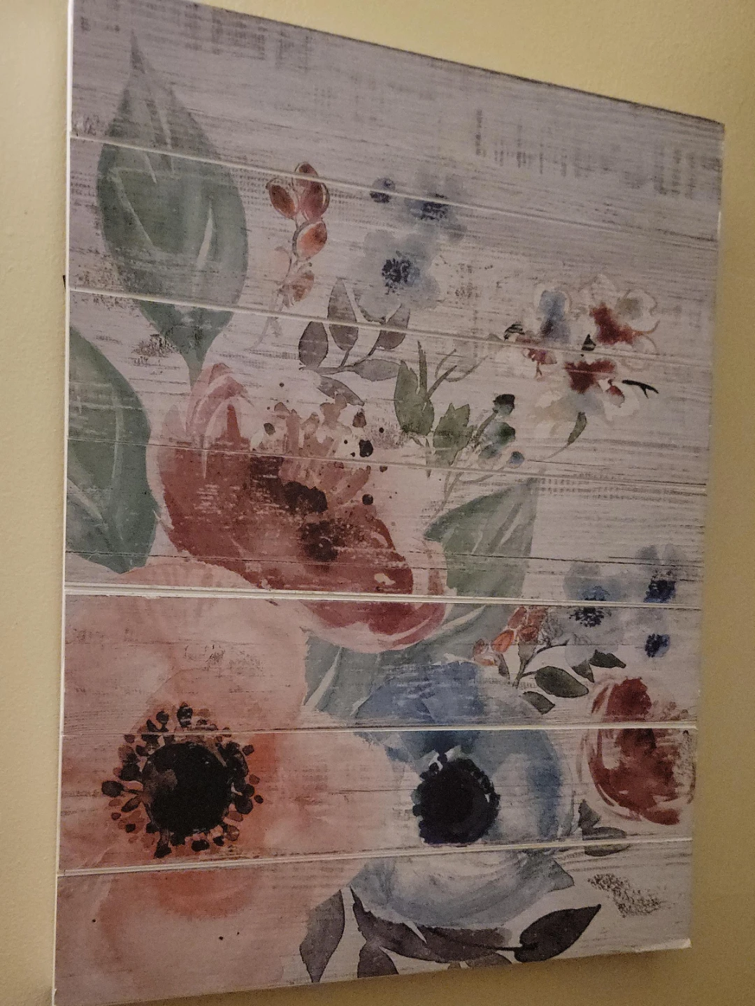 Wood Panel Floral Wall Art