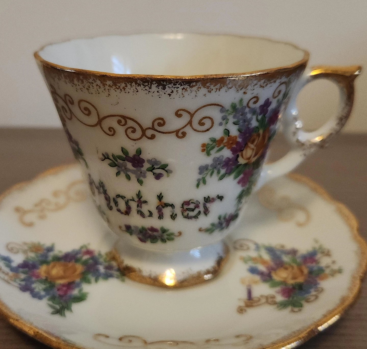 Vintage "Mother" Teacup and Saucer Set - Japan