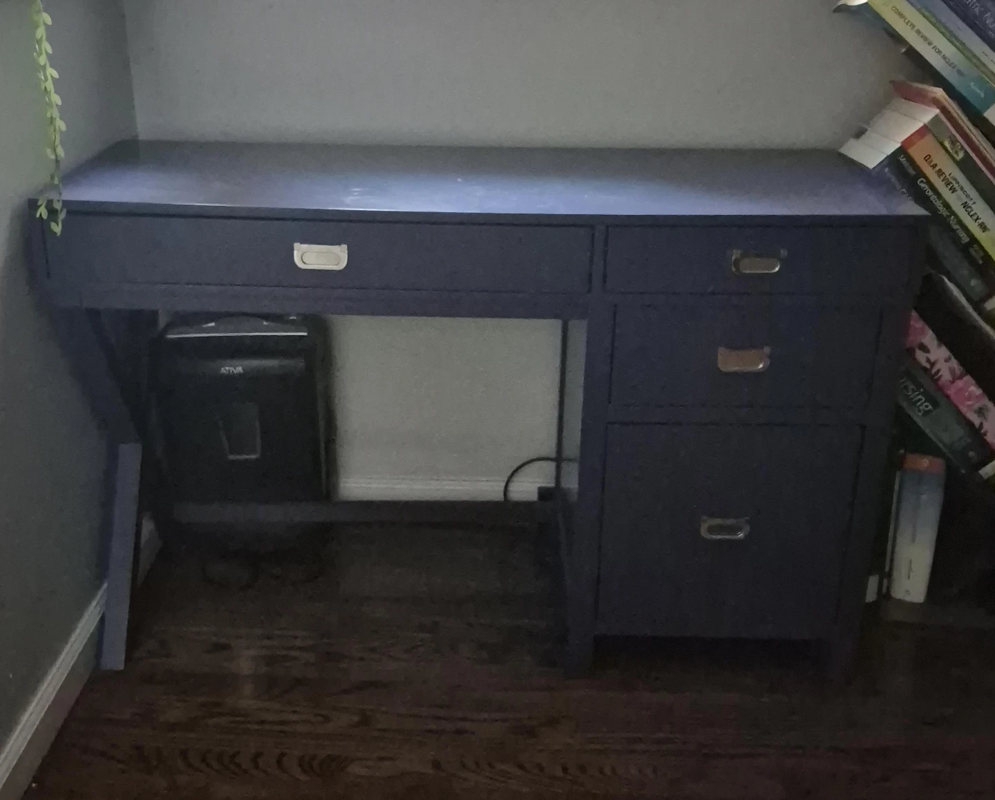 Dark Blue Writing Desk with Drawers