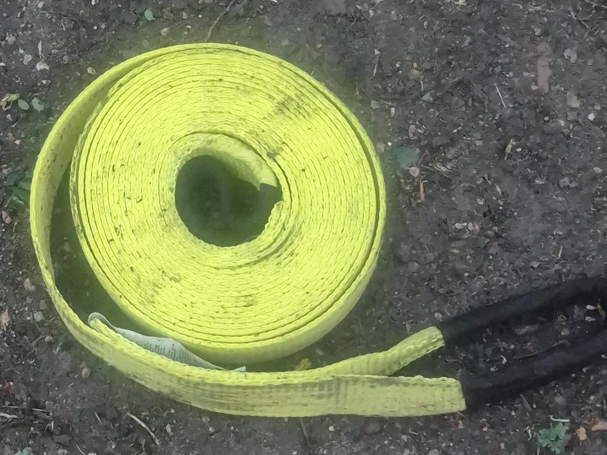 Yellow Tow Strap with Black Hooks