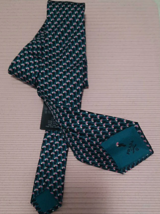 For Father's Day! Prada Silk Tie - Teal Geometric Pattern