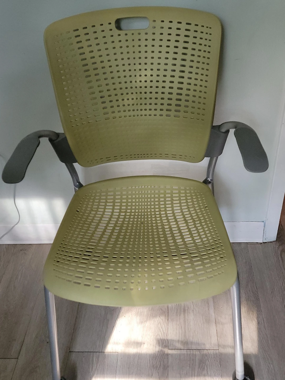 Light Green Humanscale Stacking Chair with Arms