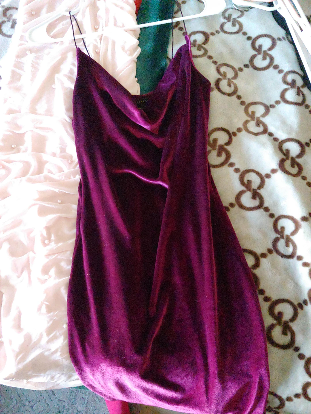 Velvet Cowl Neck Cami Dress - Purple