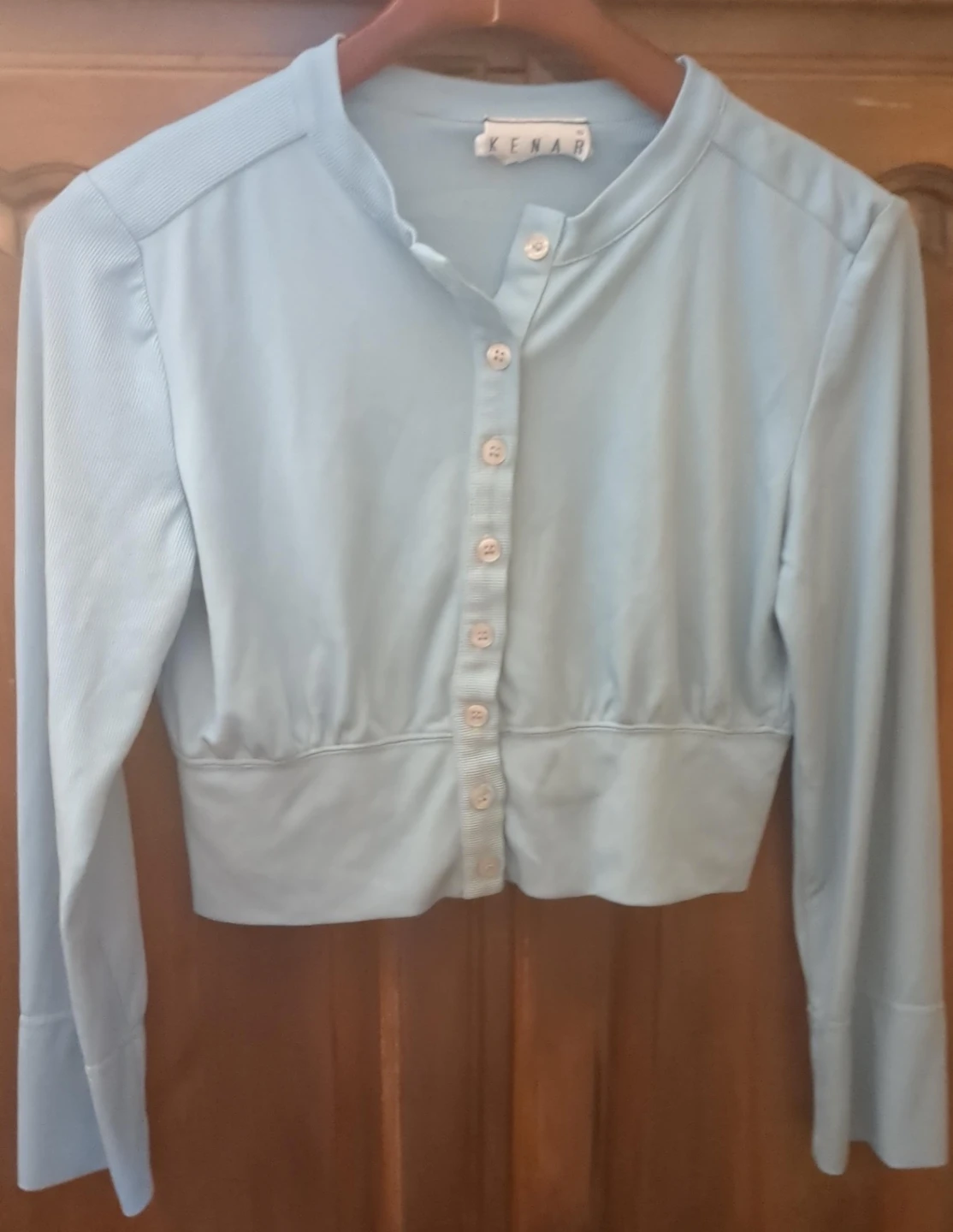 Kenar Light Blue Button-Up Cropped Cardigan