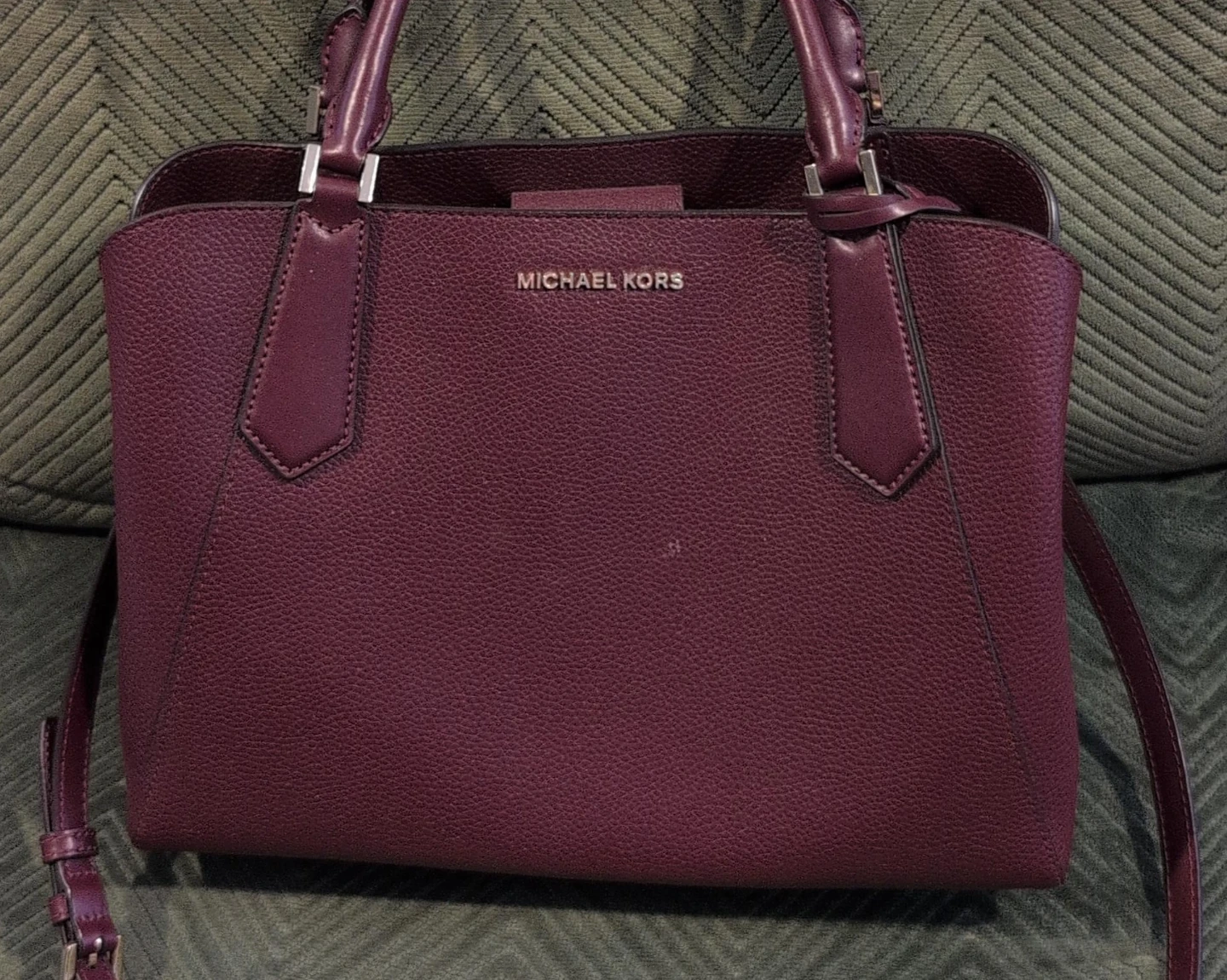 Michael Kors Leather Satchel Handbag - Burgundy