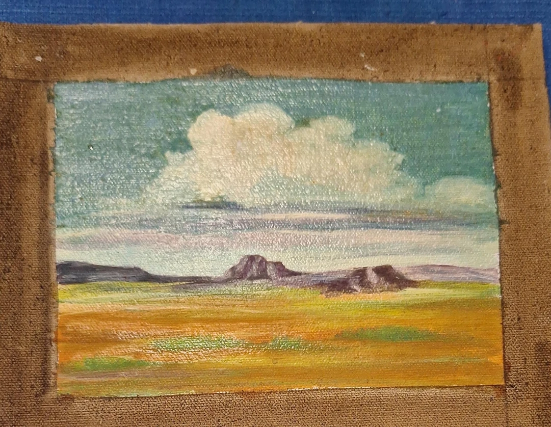 Small Landscape Painting of Mountains and Clouds