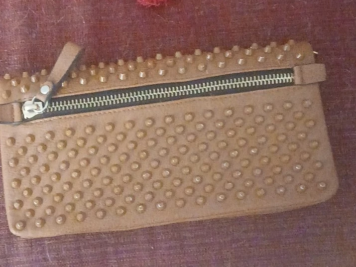 Brown Studded Clutch Bag