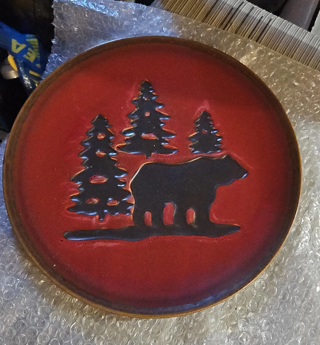Bear and Trees Ceramic Plate