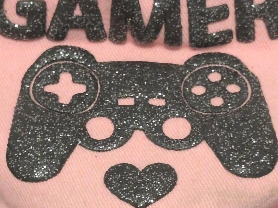 Pink Trucker Hat with Glitter Gamer Design