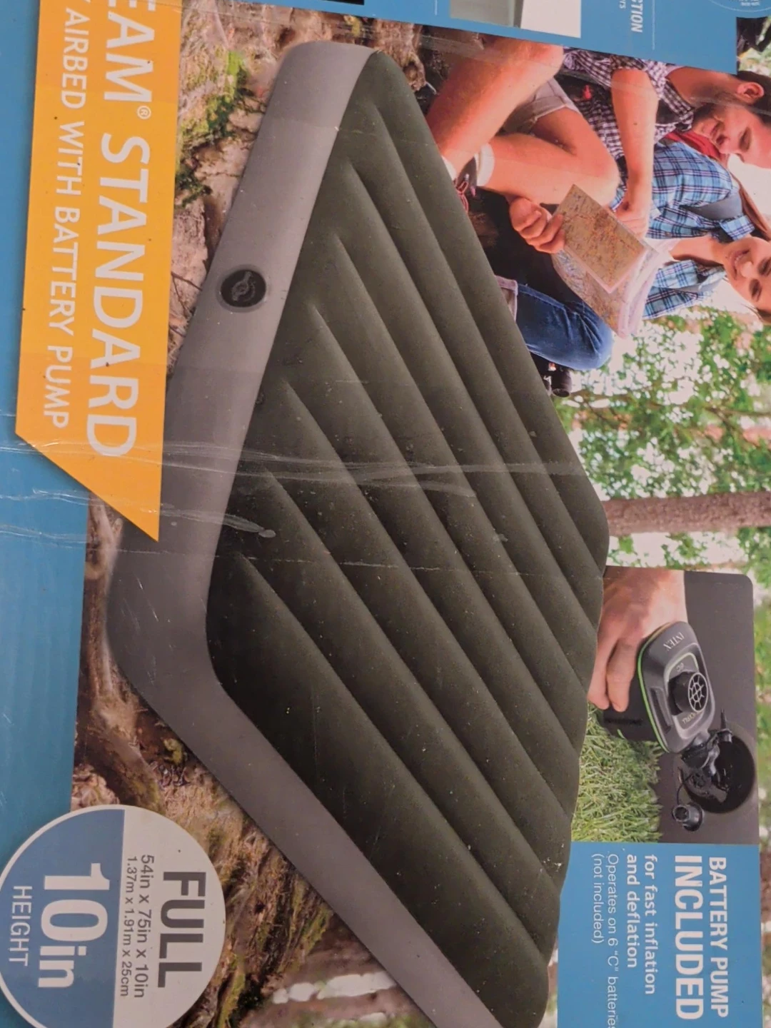 Intex Airbed Standard Full 10in Height with Battery Pump