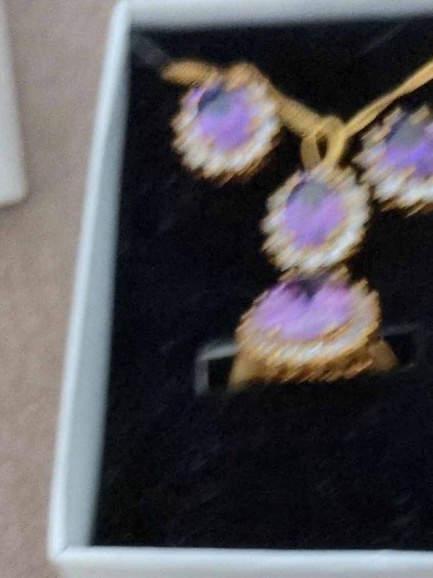Purple Stone Necklace and Earrings Set