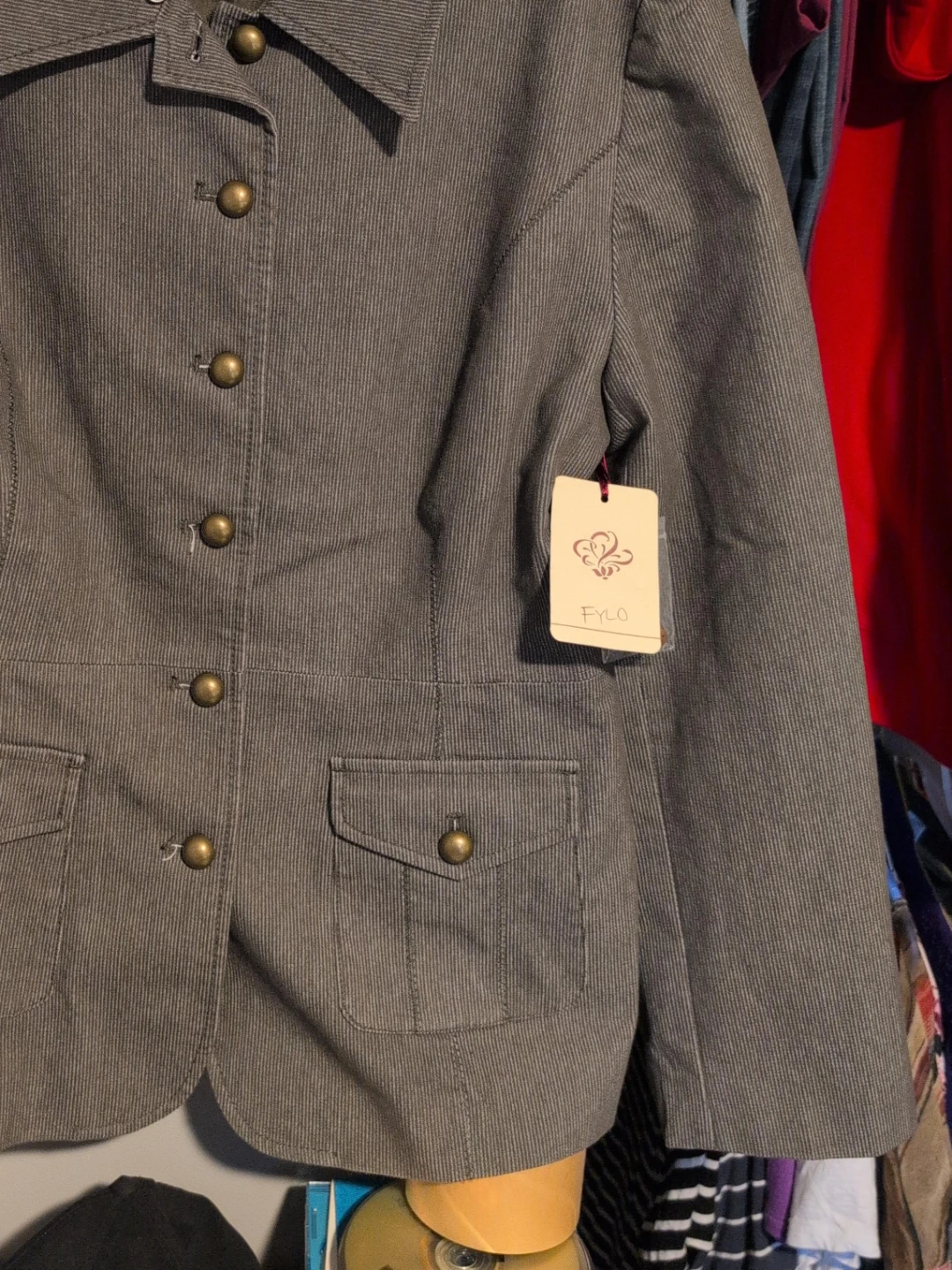 FYLO Women's Grey Pinstripe Blazer Size 8