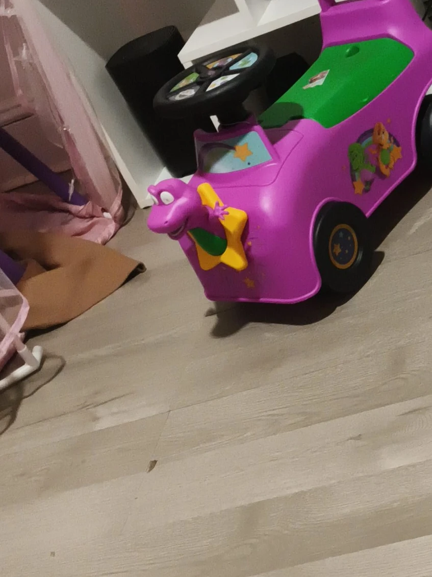 Purple Barney Ride-On Toy Car