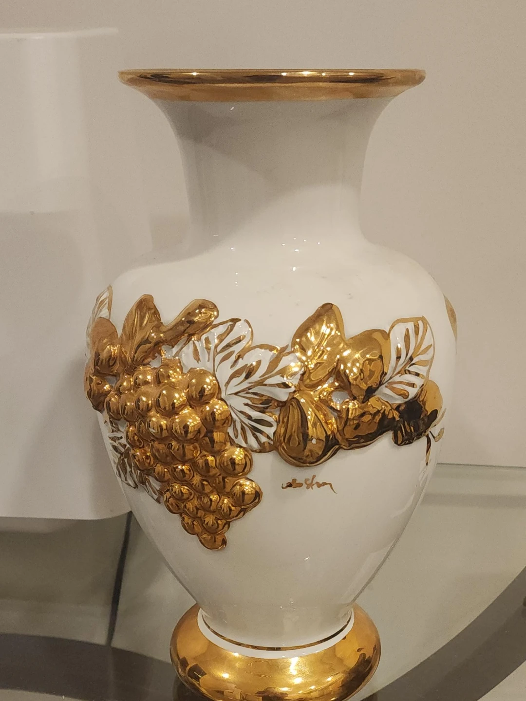 White and Gold Grape Vase