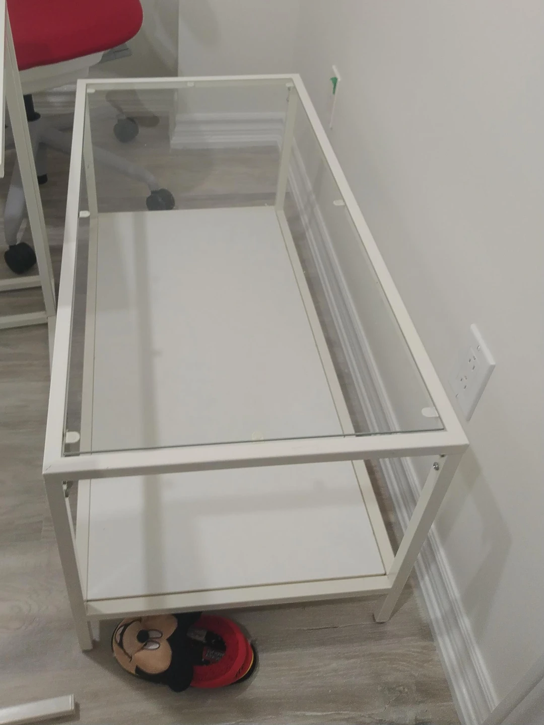 White Metal and Glass Display Shelf