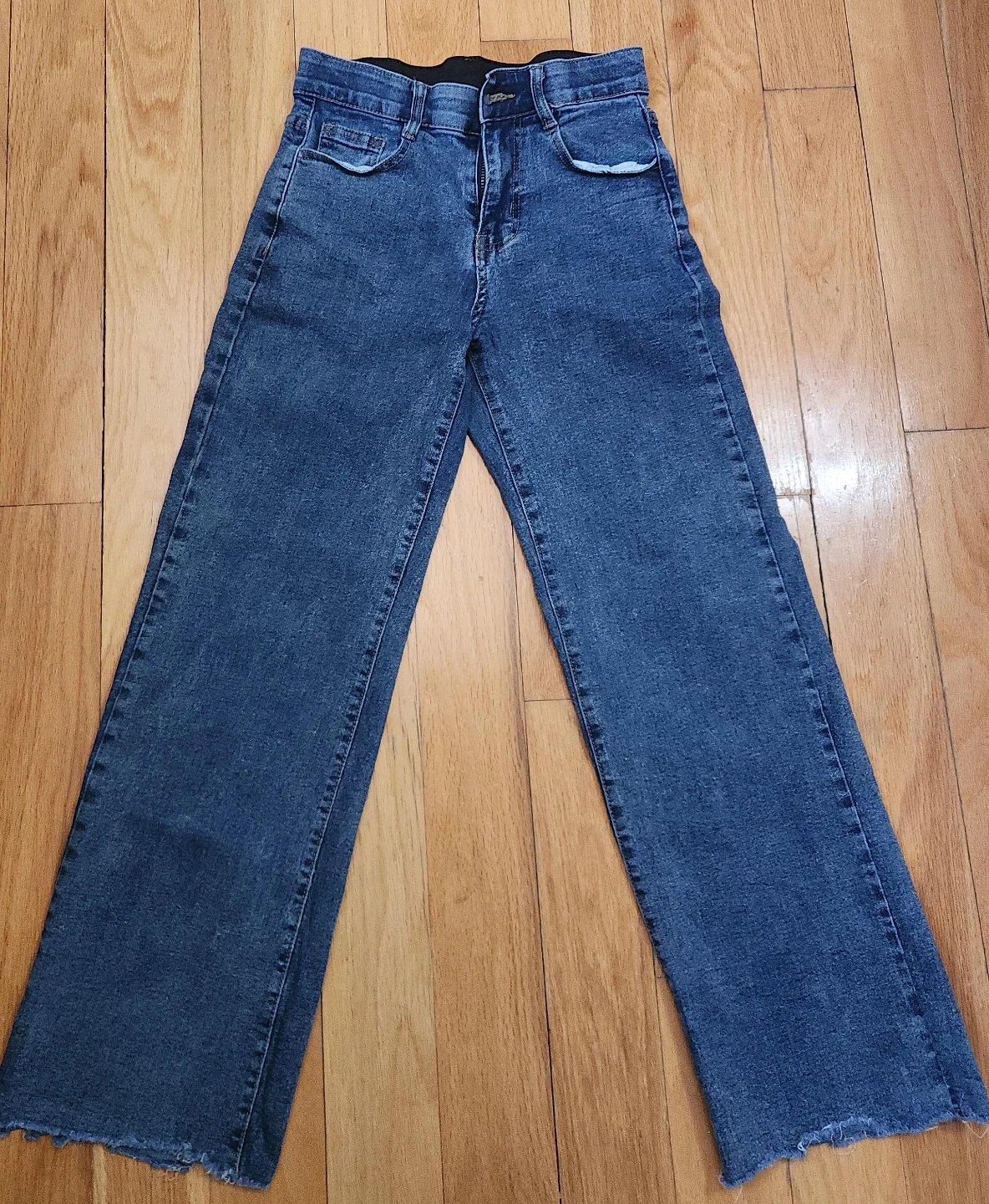 Blue Denim Wide Leg Jeans