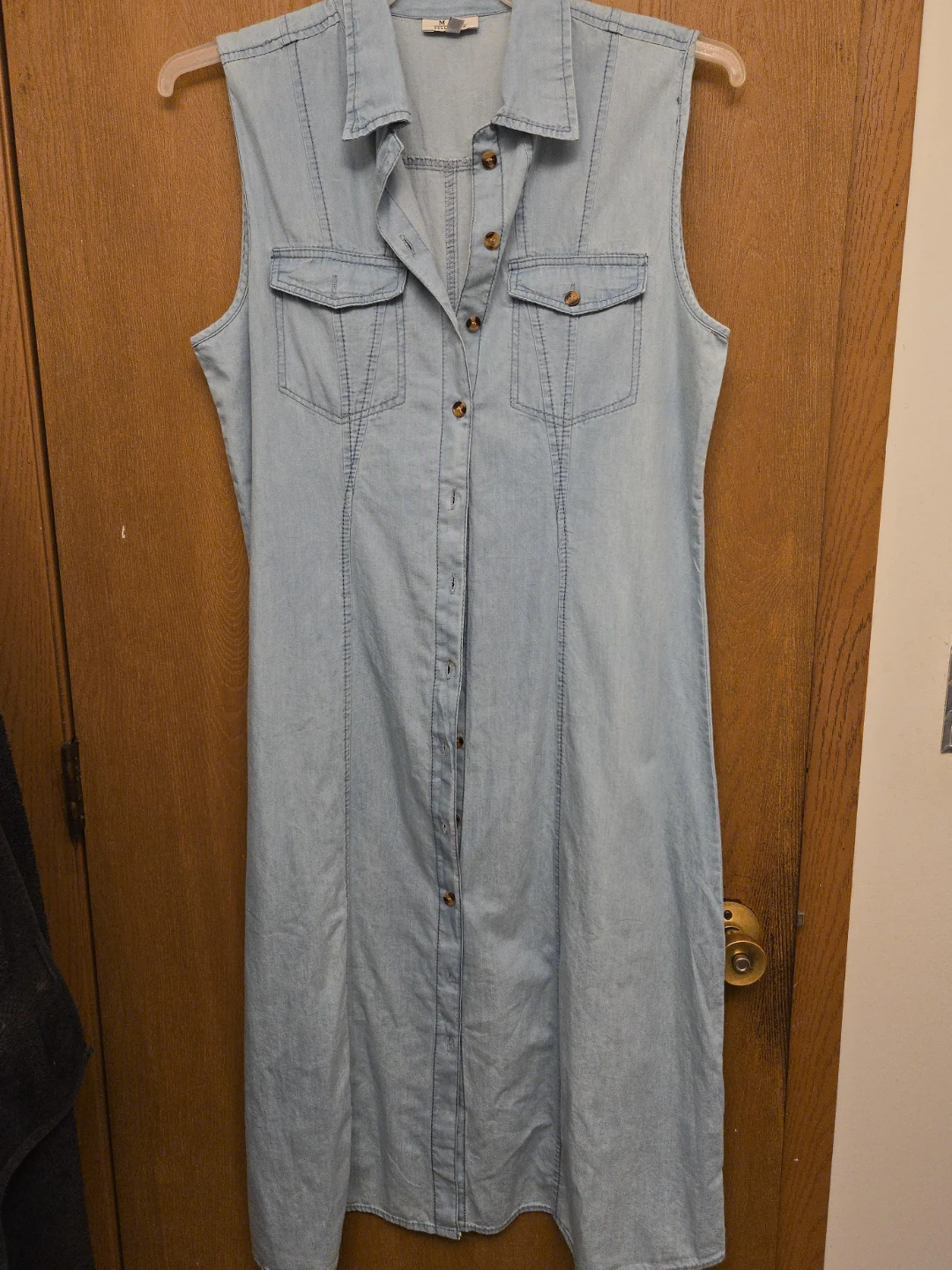 MPH Collection Sleeveless Denim Shirt Dress - Size PM