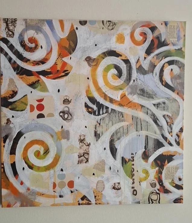 Abstract Swirl Mixed Media Art 1