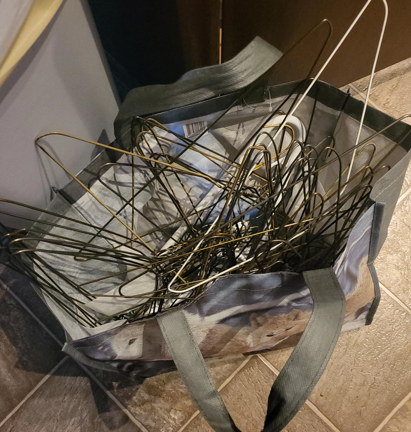 Assorted Metal Hangers in Tote Bag