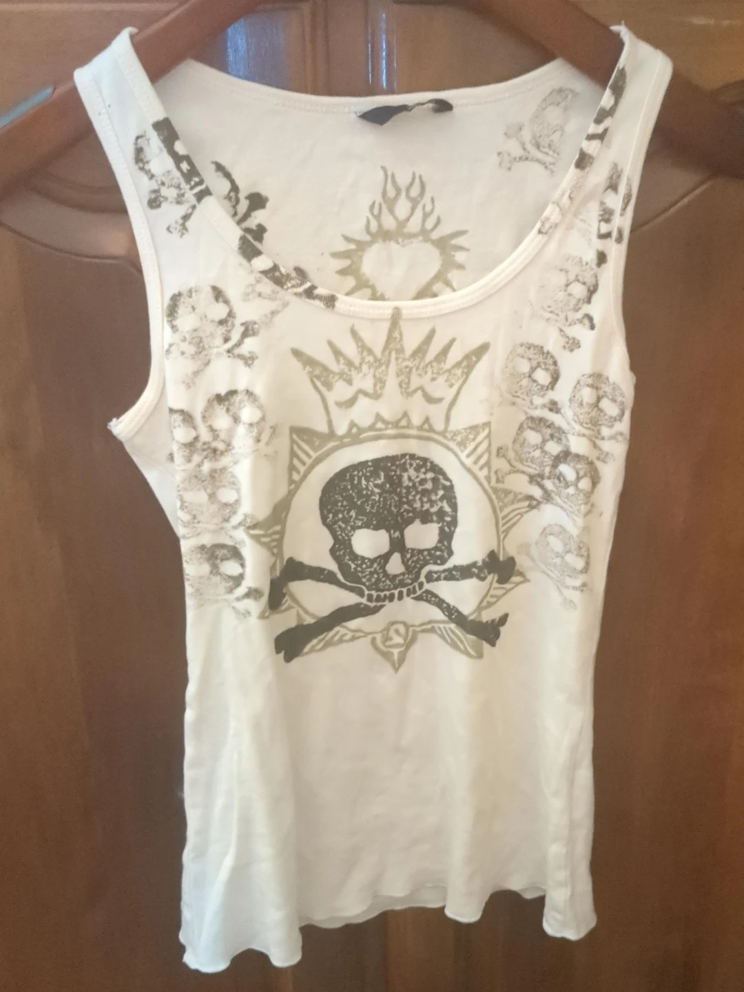 White Skull Print Tank Top
