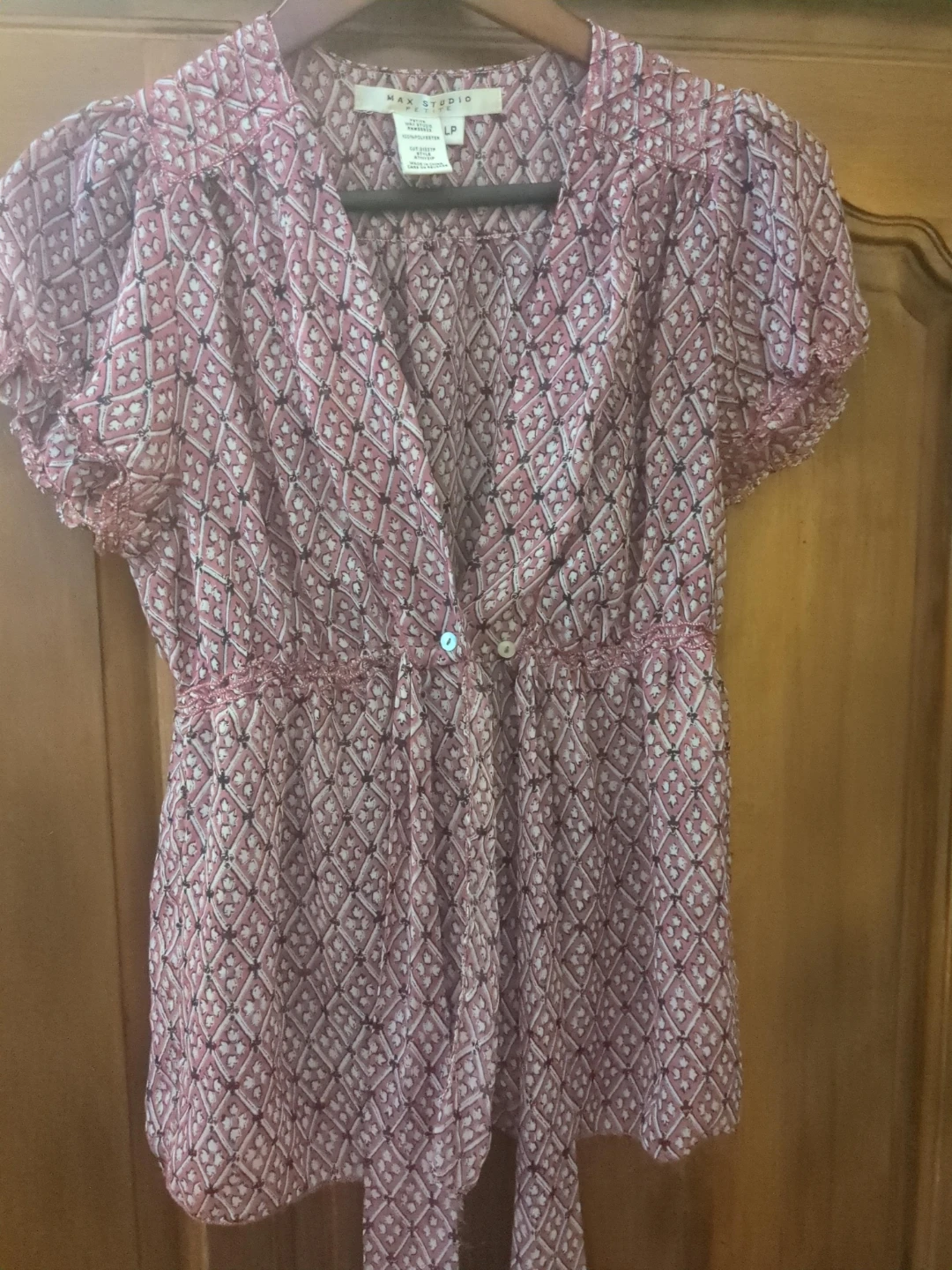 Max Studio Petite Pink Patterned Blouse - LP