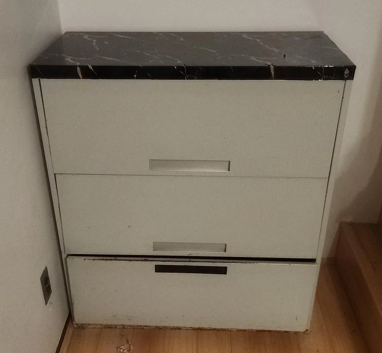3-Drawer Filing Cabinet with Marble Top