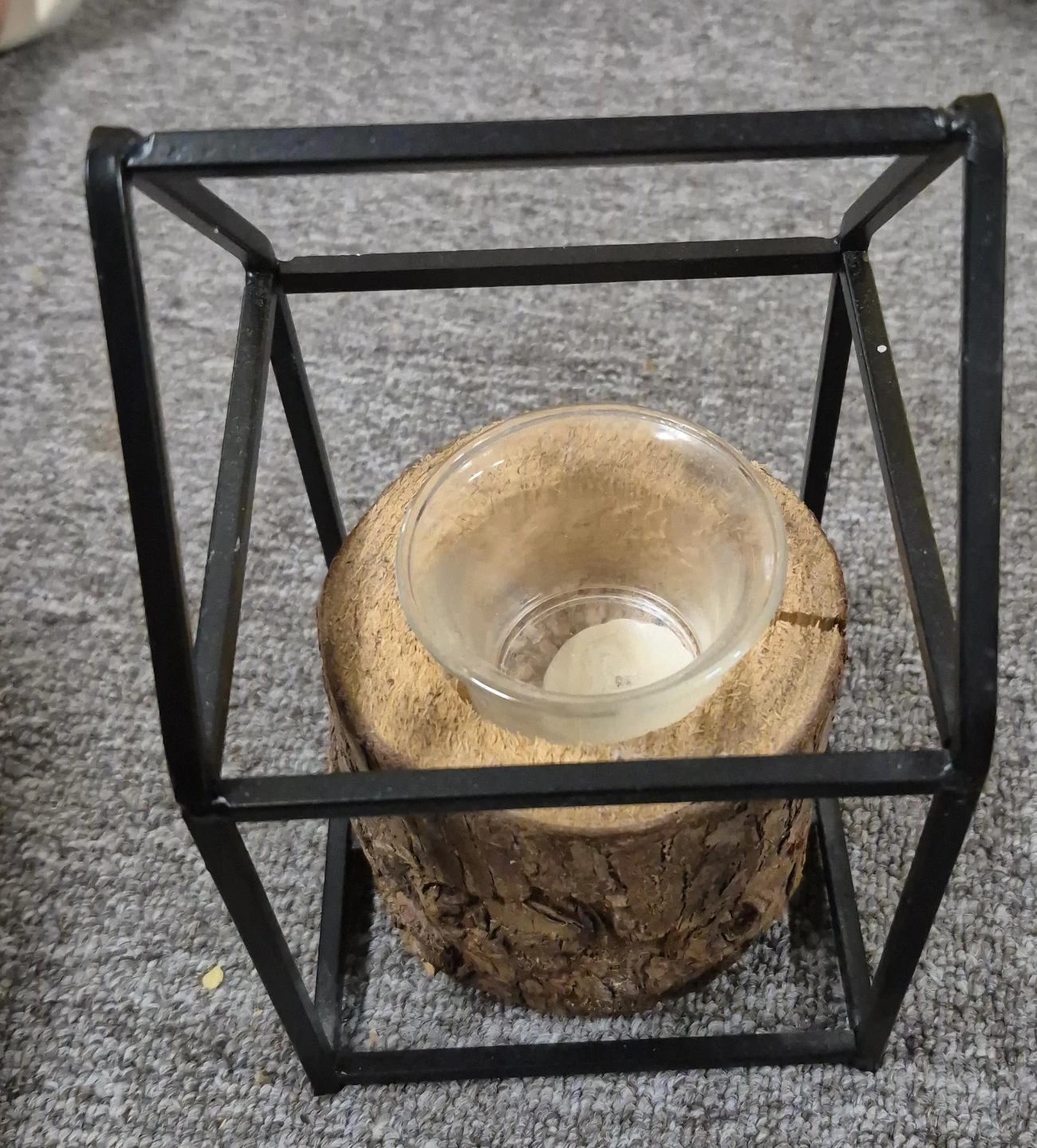 Geometric Wood and Metal Candle Holder