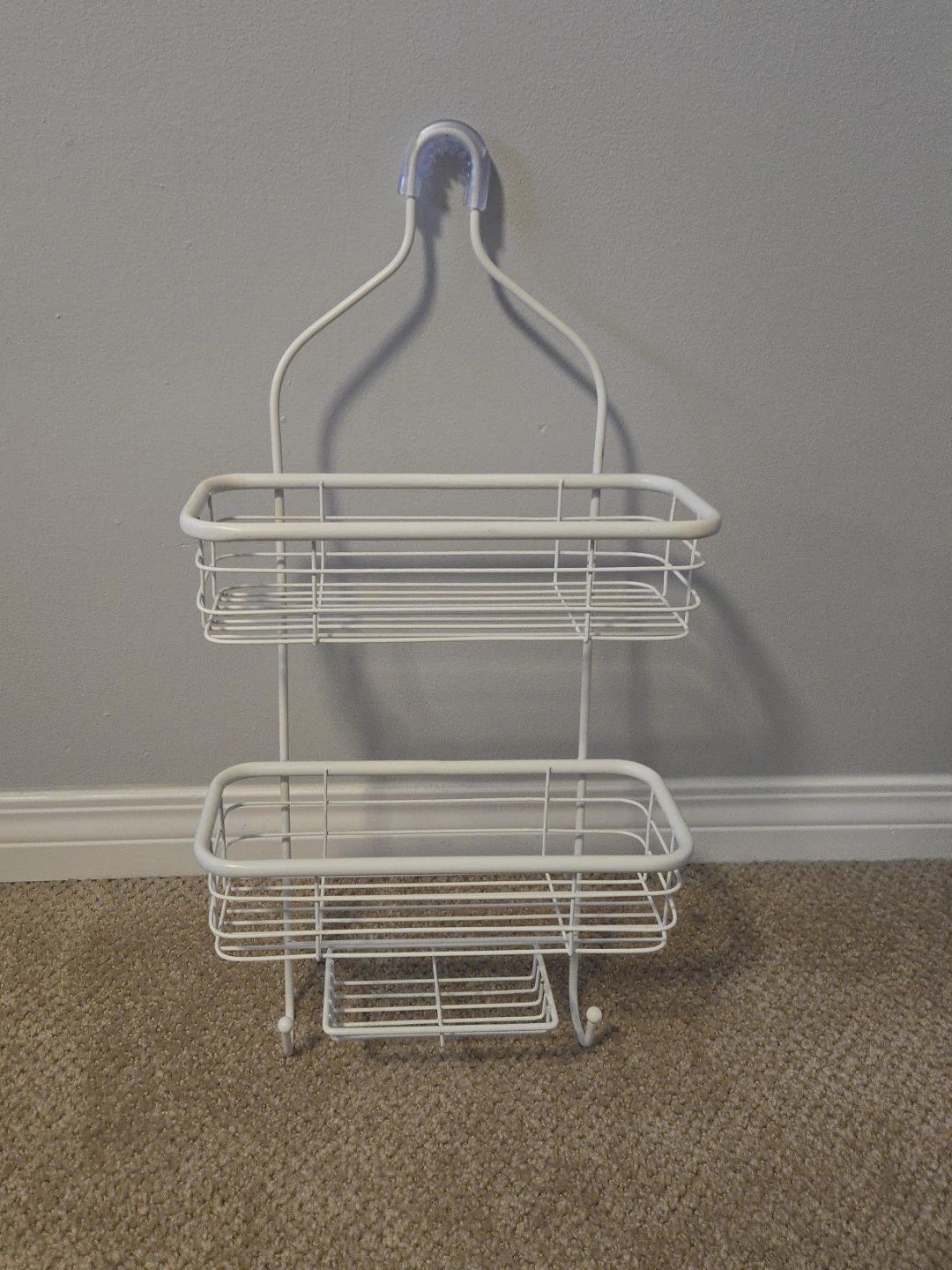 White 2-Tier Shower Caddy with Suction Cup