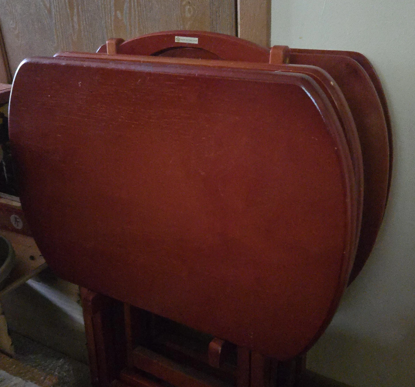 Red Folding Tray Table Set