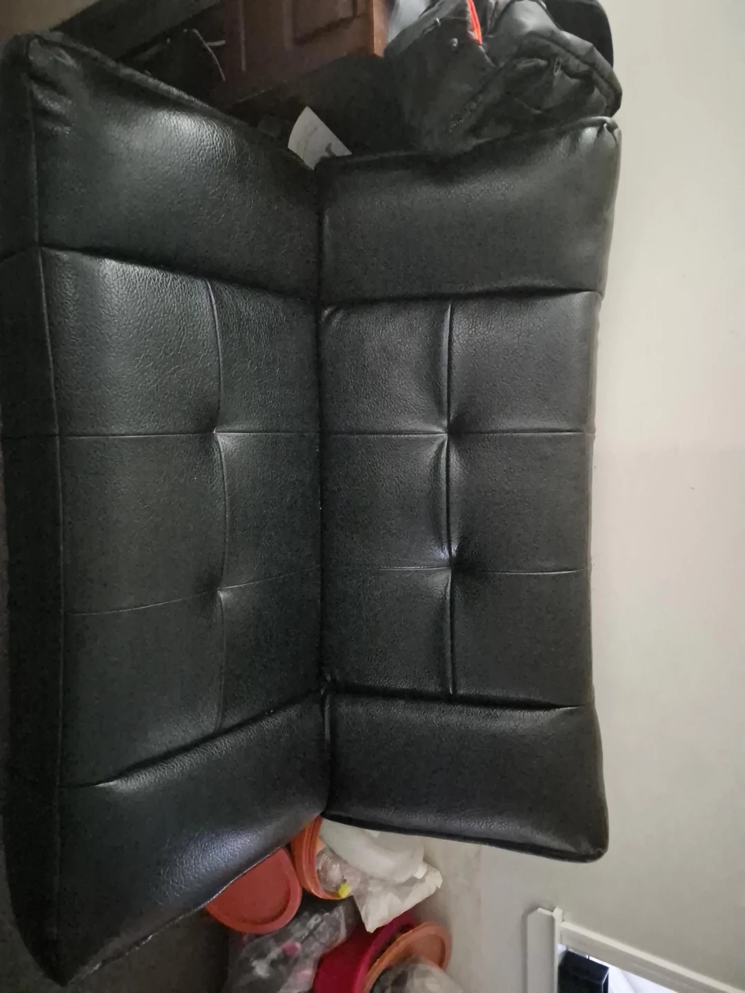 Black Faux Leather Sectional Sofa Corner Piece