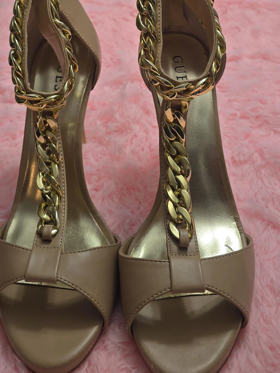 Guess Women's Heels with Gold Chain Detail