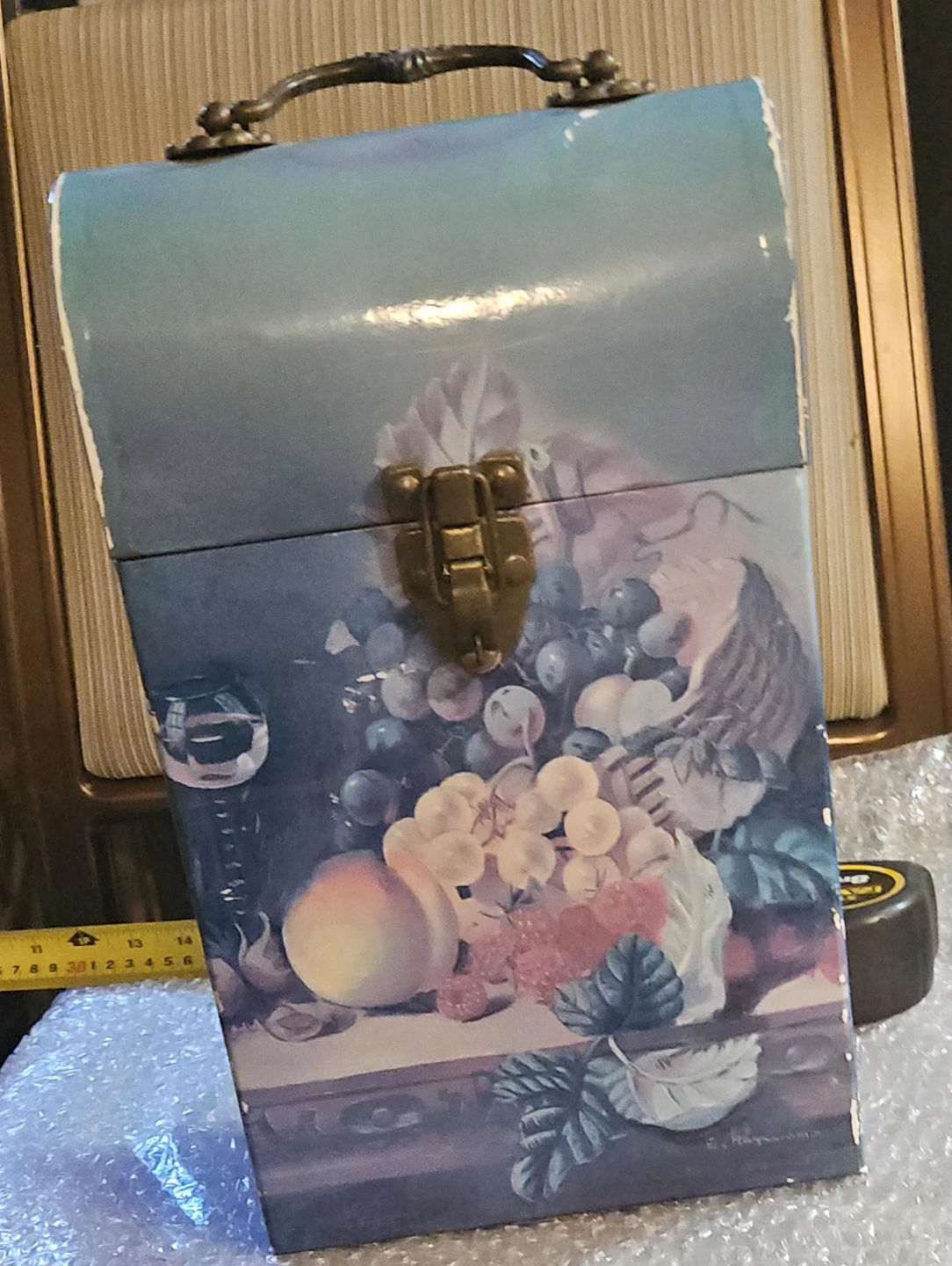 Vintage Decorative Carrying Case with Fruit Still Life