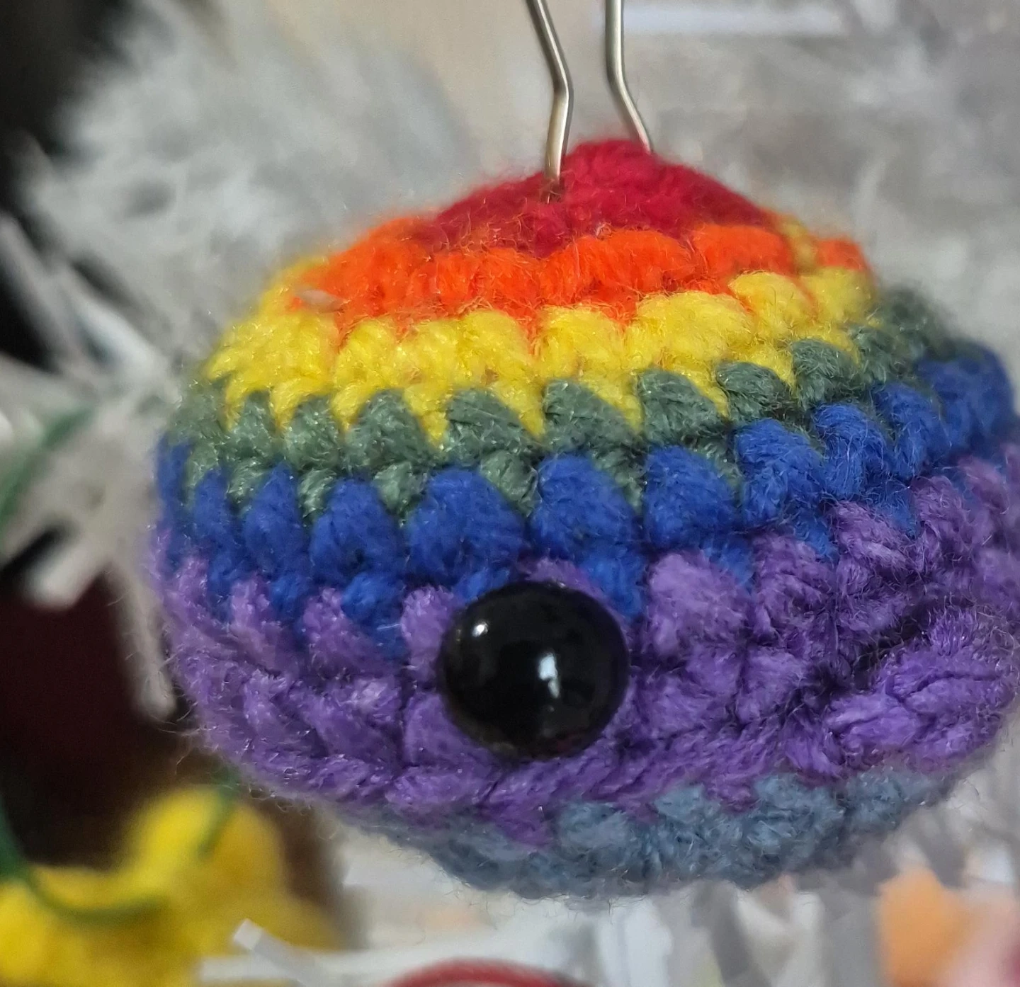 Handmade Crochet Rainbow Whale Ornament - photo 2