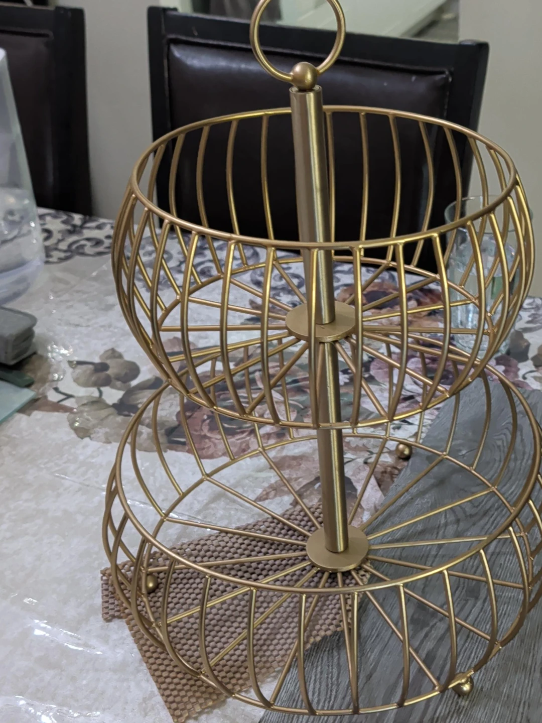 Gold 2-Tier Fruit Basket Stand