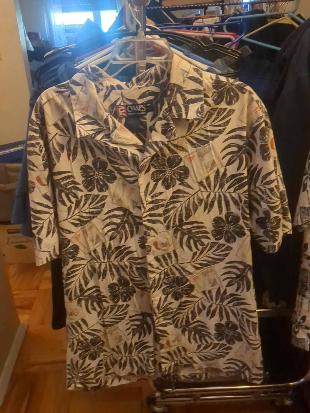 Chaps Ralph Lauren Tropical Print Button-Down Shirt - Large