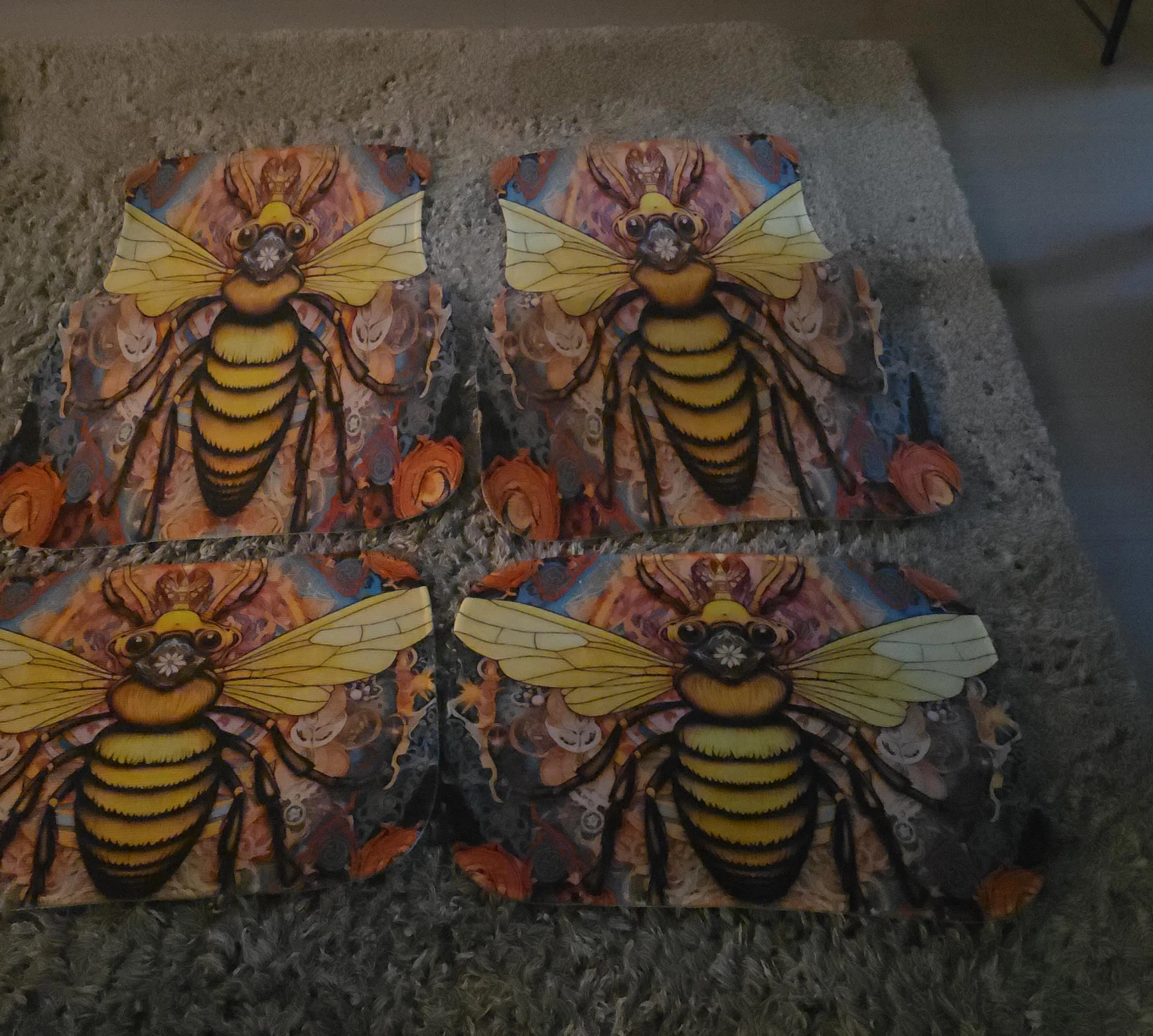 Set of 4 HoneyBee Car Mats