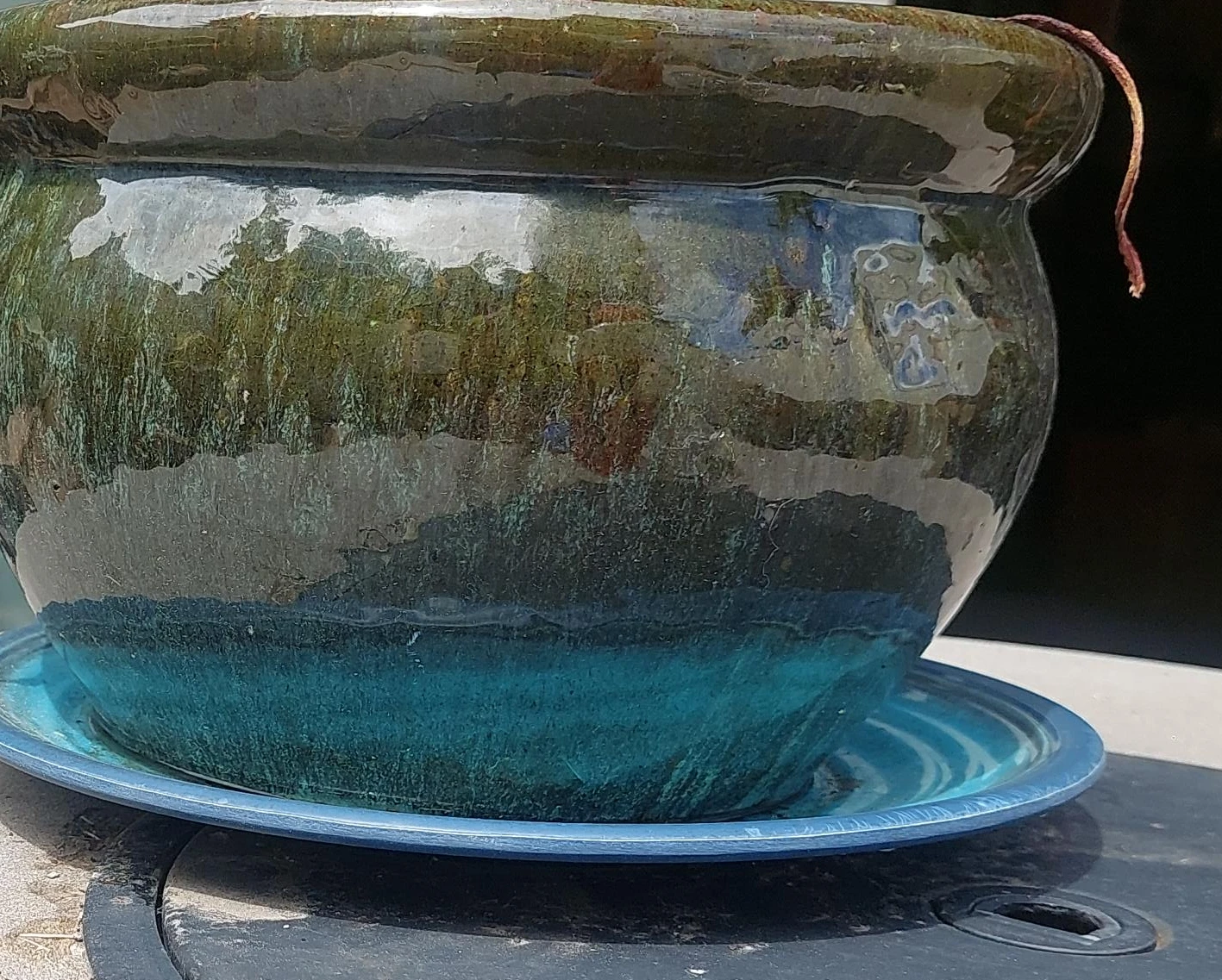 Glazed Ceramic Planter Pot with Saucer