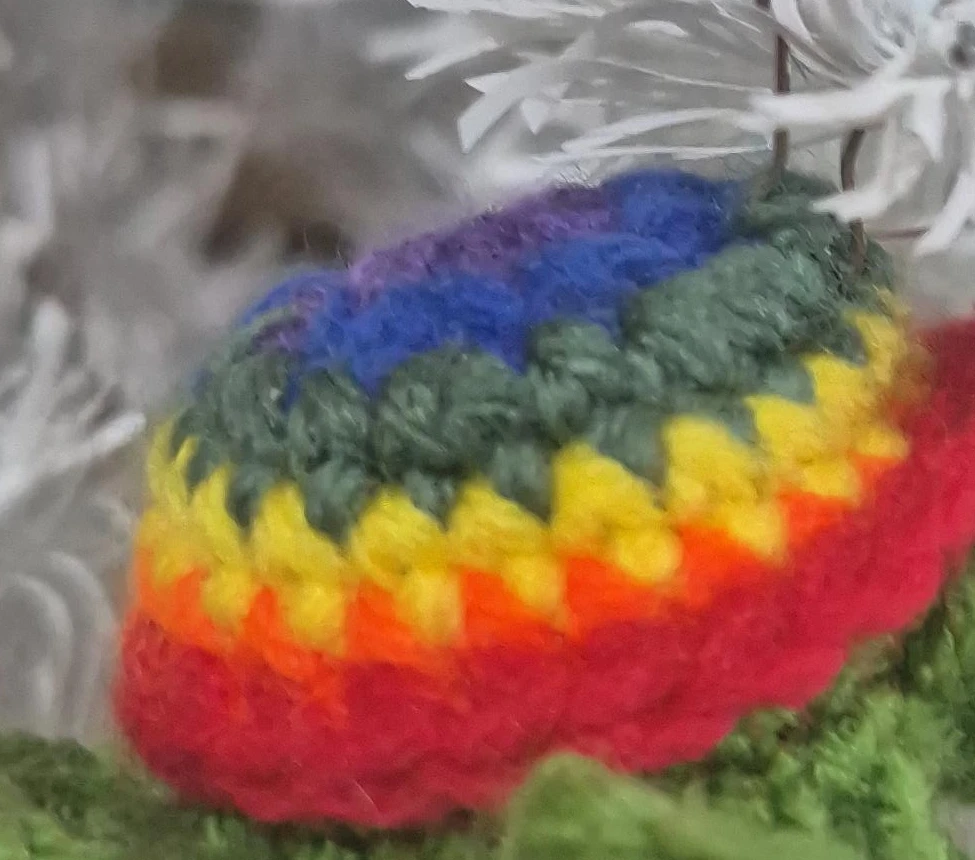 Handmade Crochet Rainbow Turtle Ornament