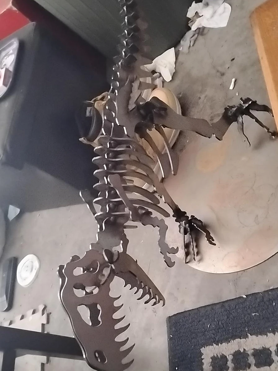 Metal Dinosaur Skeleton Sculpture