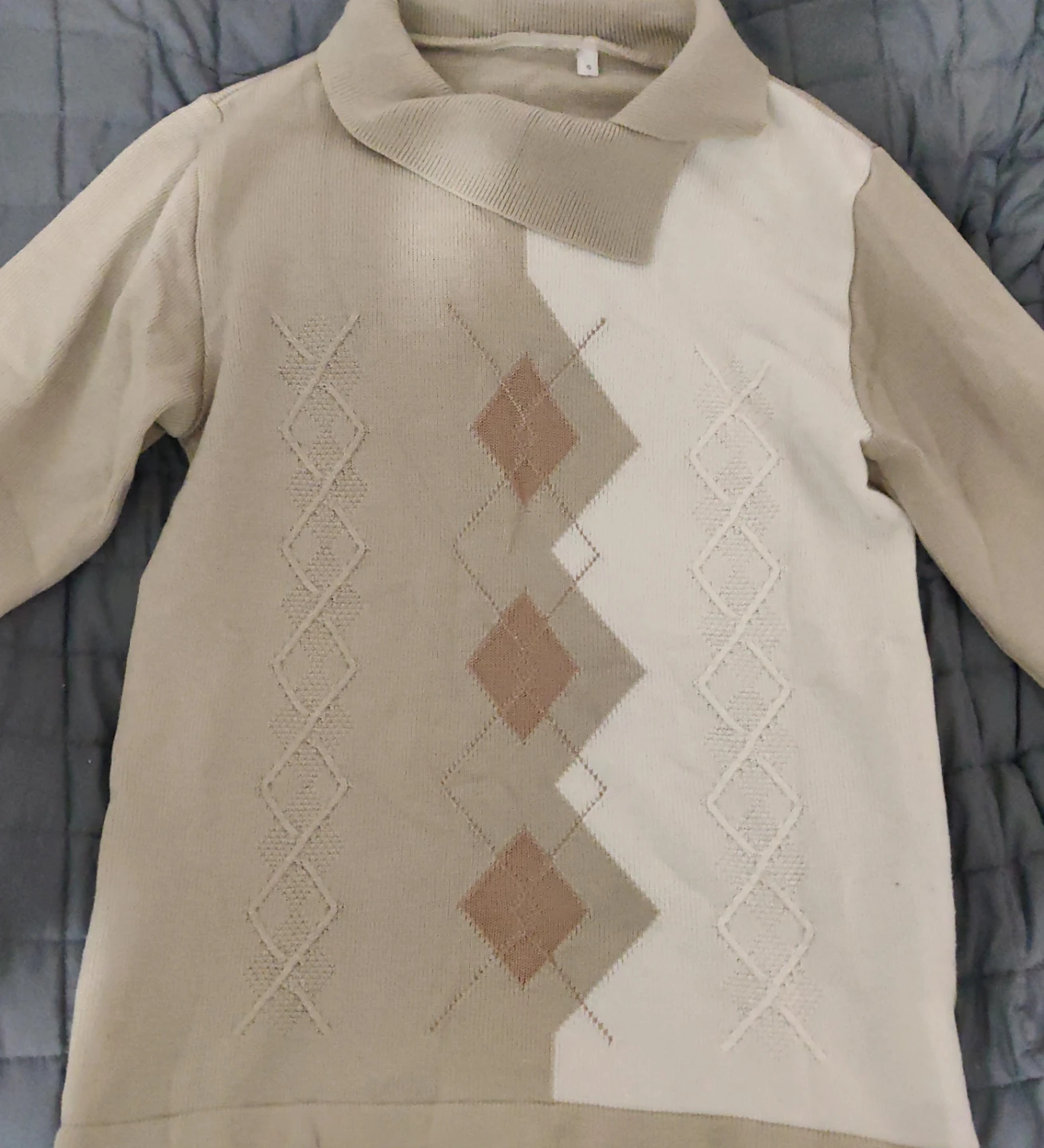 Women's Beige Argyle Sweater