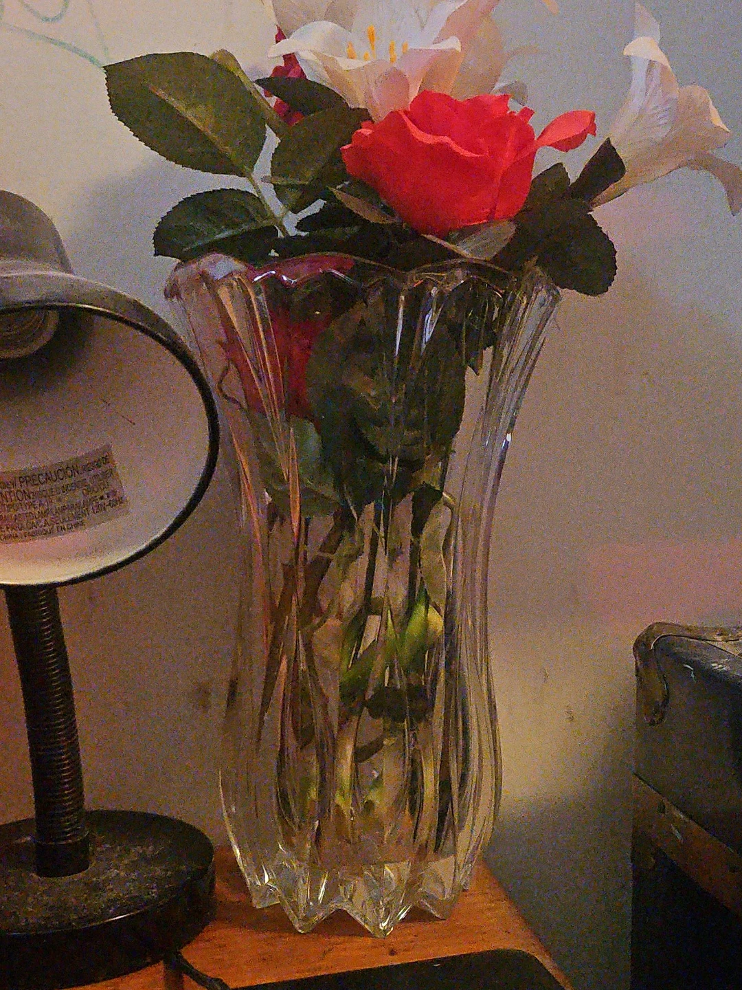 Clear Glass Vase with Floral Arrangement