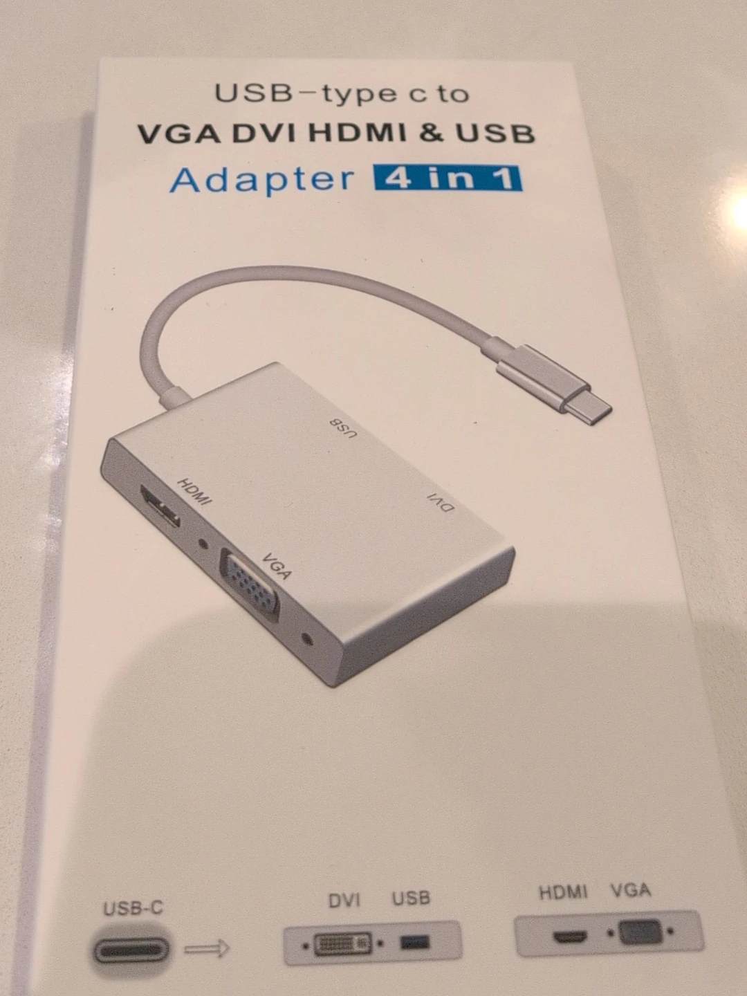 USB-C to VGA DVI HDMI & USB Adapter 4-in-1