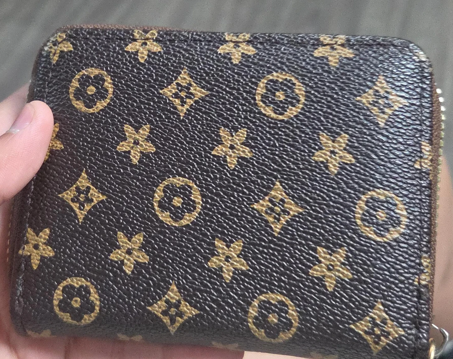 Brown Monogrammed Zippered Wallet