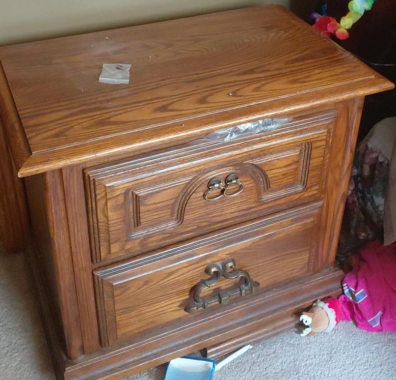 Wooden Nightstand with Two Drawers